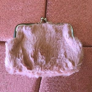 4" Faux Fur Snap Closure Soft Coin Purse - Pink